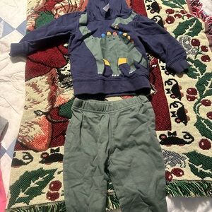 Carter's Navy and Green Dinosaur Sweatpants Set